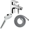Hansgrohe Pack mitigeur bain douche monotrou Vernis Blend + Flexible Metaflex + Pommeau Crometta blanc/chromé