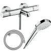 Hansgrohe Pack mitigeur bain thermostatique Ecostat Comfort + Flexible Designflex 1,6m + Pommeau Croma Select E EcoSmart chromé