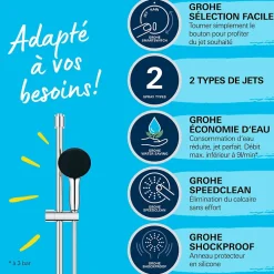 Colonne De Douche Mécanique|Grohe Pack mitigeur de douche Start 2021 avec ensemble de douche 2 jets chromé