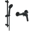 Colonne De Douche Mécanique|Jacob Delafon Pack mitigeur de douche mécanique Aimé noir + barre + pommeau de douche