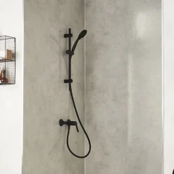 Colonne De Douche Mécanique|Jacob Delafon Pack mitigeur de douche mécanique Aimé noir + barre + pommeau de douche