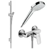 Colonne De Douche Mécanique|Hansgrohe Pack mitigeur douche mécanique Logis + Barre Unica S Puro + flexible + Pommeau Croma Select E blanc/chromé