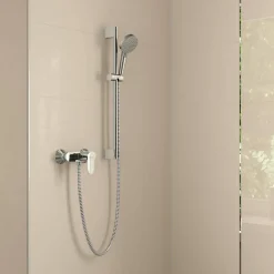 Hansgrohe Pack mitigeur douche mécanique Vernis Blend + Barre Unica S Puro + flexible + Pommeau 2 jets Vernis Blend