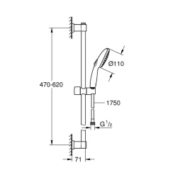 Colonne De Douche Mécanique|Grohe Pack mitigeur douche mécanique Start 2021 + ensemble de douche 2 jets Vitalio Start avec barre chromé
