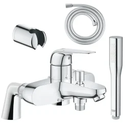 Grohe Pack mitigeur mécanique Swift avec colonnettes + Douchette 1 jet Vitalio Get Stick + Flexible 1750 mm