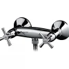 Robinet De Douche|Sanindusa Pack mélangeur douche à croisillons Rimini chrome livré avec douchette, flexible et support