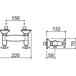 Robinet De Douche|Sanindusa Pack mélangeur douche à croisillons Rimini chrome livré avec douchette, flexible et support