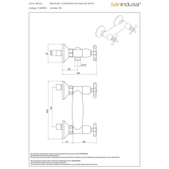 Robinet De Douche|Sanindusa Pack mélangeur douche à croisillons Rimini chrome livré avec douchette, flexible et support