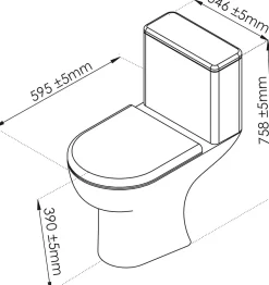 Wc À Poser|Nature Pro Pack WC à bride sortie horizontale, cuvette 39 cm, céramique blanche, frein de goulotte, chasse 3/6L, alimentation latérale