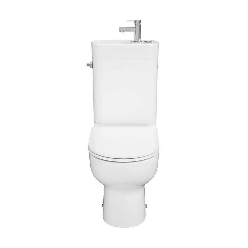 Wc À Poser|GoodHome Pack WC à poser sans bride vortex avec lave-mains intégré, abattant déclipsable et frein de chute, sortie horizontale, Cavally