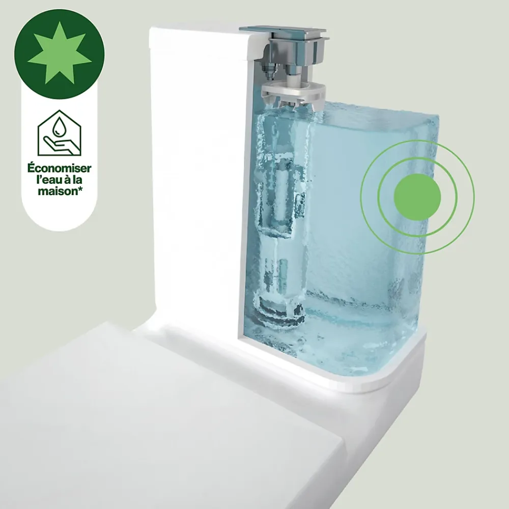 Wc À Poser|GoodHome Pack WC à poser sans bride vortex avec lave-mains intégré, abattant déclipsable et frein de chute, sortie horizontale, Cavally