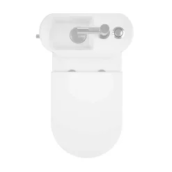 Wc À Poser|GoodHome Pack WC à poser sans bride vortex avec lave-mains intégré, abattant déclipsable et frein de chute, sortie horizontale, Cavally