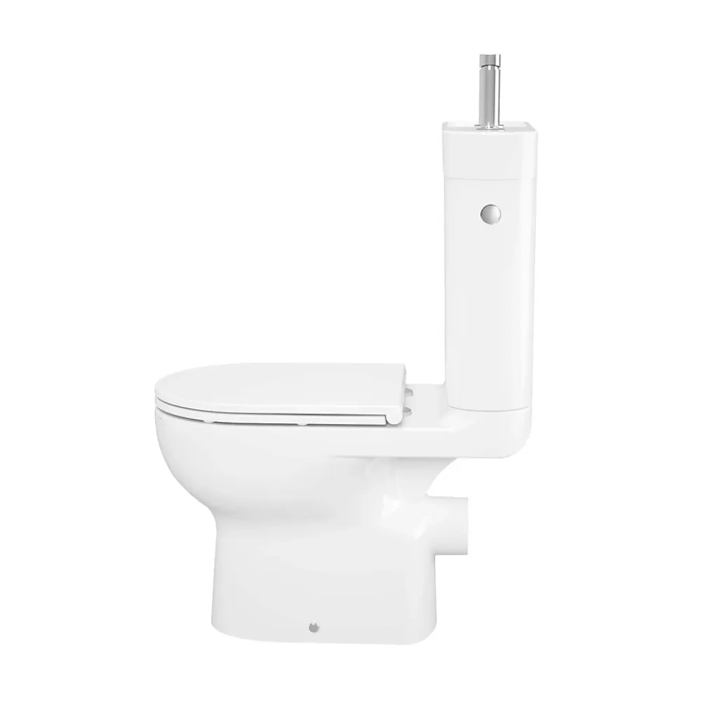 Wc À Poser|GoodHome Pack WC à poser sans bride vortex avec lave-mains intégré, abattant déclipsable et frein de chute, sortie horizontale, Cavally
