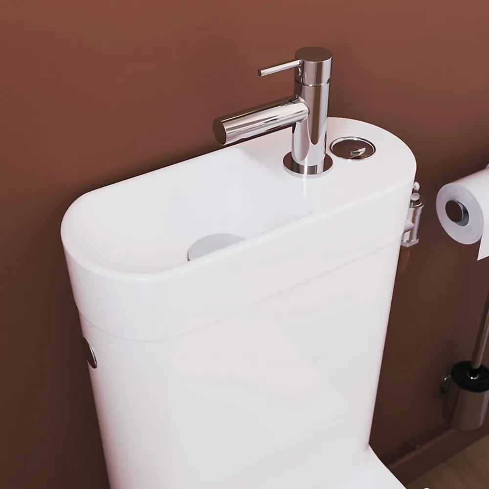 Wc À Poser|GoodHome Pack WC à poser sans bride vortex avec lave-mains intégré, abattant déclipsable et frein de chute, sortie horizontale, Cavally