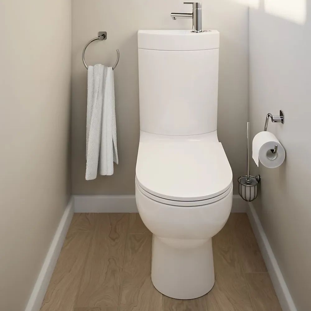 GoodHome Pack WC à poser sans bride + lave-mains sortie horizontale Cavally