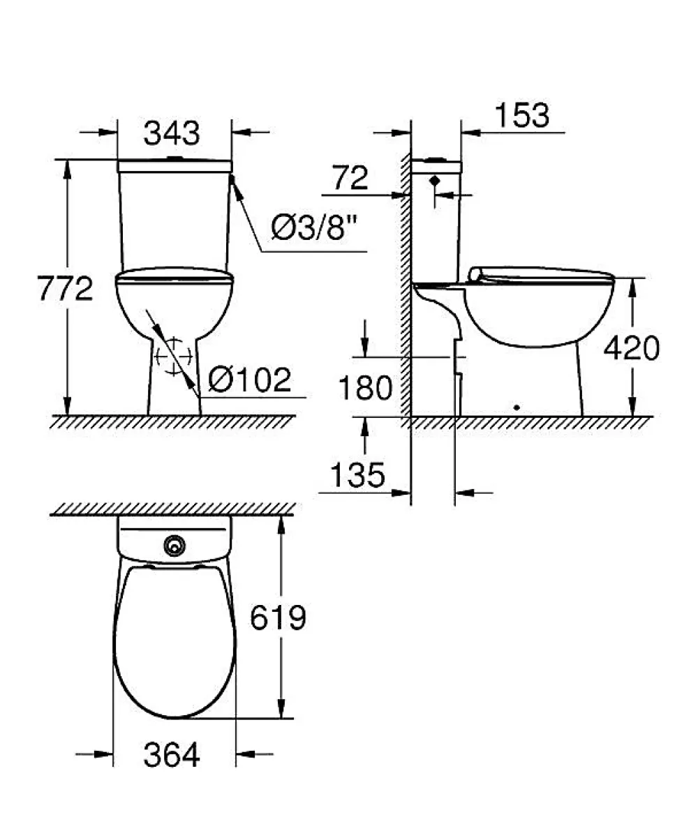 Wc À Poser|Grohe Pack WC à poser sans bride sortie horizontale