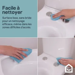 GoodHome Pack WC à poser sans bride vortex avec abattant déclipsable et frein de chute, sortie horizontale, Teesta