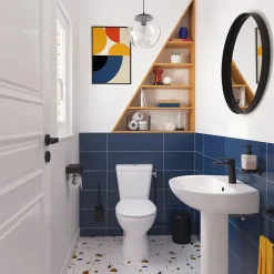 Wc À Poser|GoodHome Pack WC à poser sans bride avec abattant déclipsable et frein de chute, sortie verticale, NF, Tasi