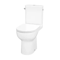 GoodHome Pack WC à poser sur-élevé sans bride vortex avec abattant déclipsable et frein de chute, sortie horizontale, Cavally