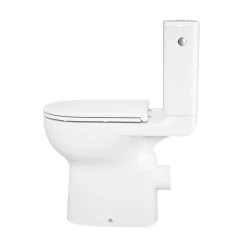 GoodHome Pack WC à poser sur-élevé sans bride vortex avec abattant déclipsable et frein de chute, sortie horizontale, Cavally