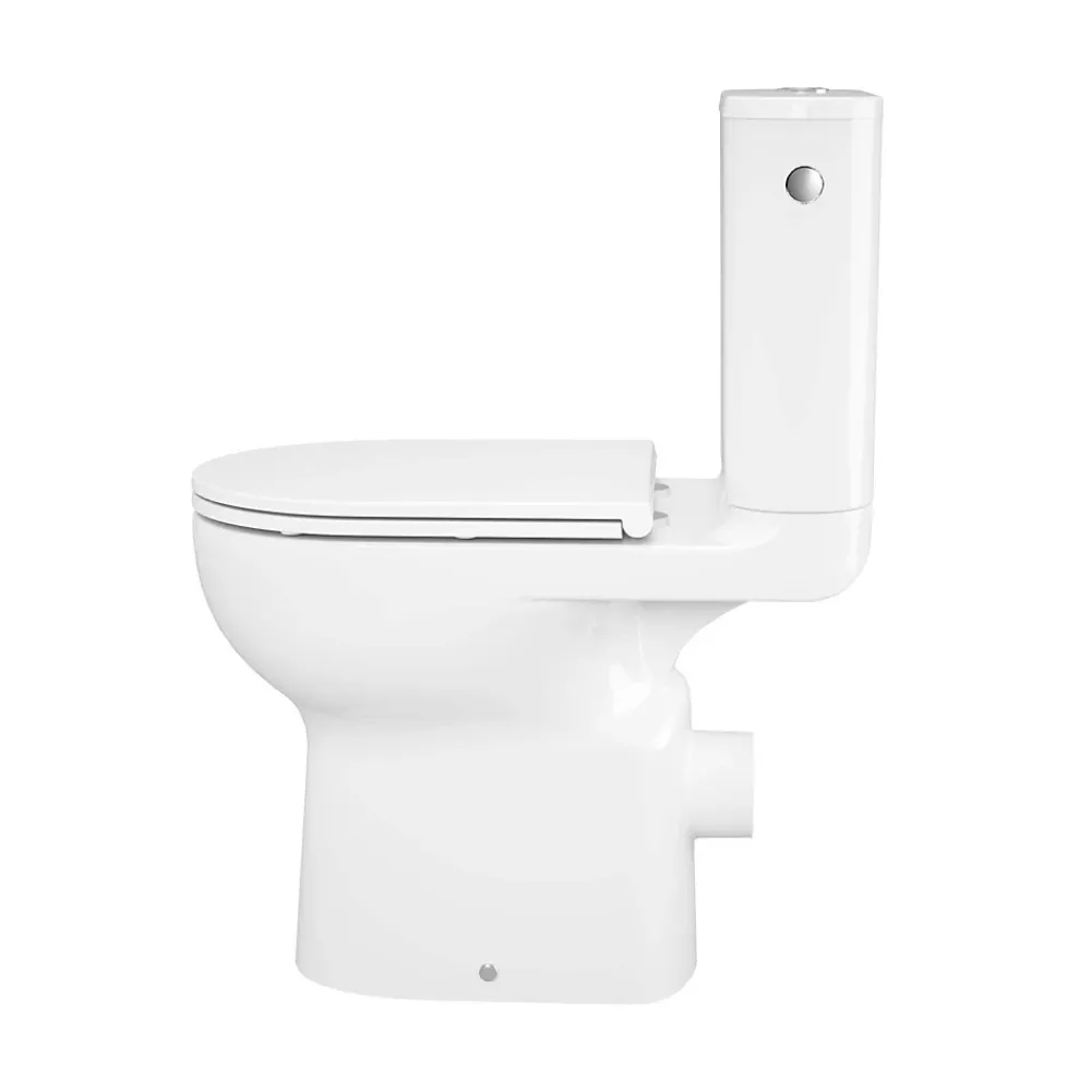 GoodHome Pack WC à poser sur-élevé sans bride vortex avec abattant déclipsable et frein de chute, sortie horizontale, Cavally
