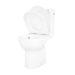 GoodHome Pack WC à poser sur-élevé sans bride vortex avec abattant déclipsable et frein de chute, sortie horizontale, Cavally
