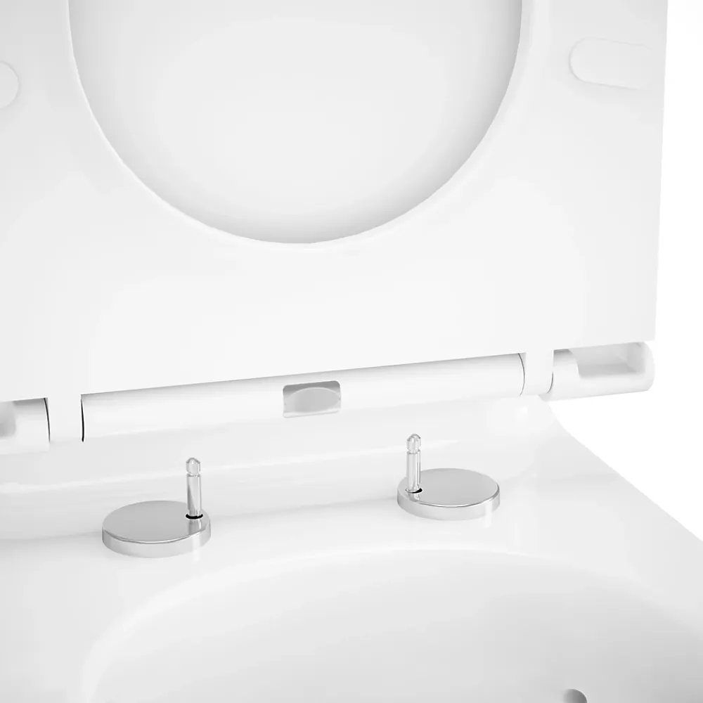 GoodHome Pack WC à poser sur-élevé sans bride vortex avec abattant déclipsable et frein de chute, sortie horizontale, Cavally