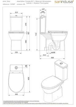 Wc À Poser|Sanindusa Pack WC au sol céramique traditionnelle Easy évacuation par dessous alim. chasse d'eau par le côté blanc