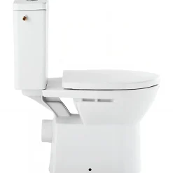 Sanindusa Pack WC au sol céramique traditionnelle Easy évac. arrière alim. chasse par le côté abattant frein de chute blanc