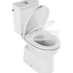 Sanindusa Pack WC au sol céramique traditionnelle Easy évac. arrière alim. chasse par le côté abattant frein de chute blanc