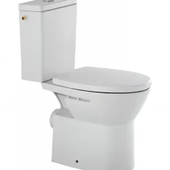 Sanindusa Pack WC au sol céramique traditionnelle Easy évac. arrière alim. chasse par le côté abattant frein de chute blanc