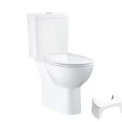 Wc À Poser|Grohe PACK WC avec bride à poser Bau Ceramic + Tabouret physiologique plastique Blanc