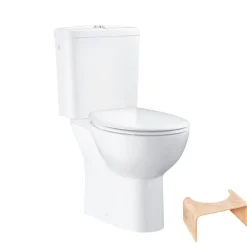 Wc À Poser|Grohe PACK WC avec bride à poser Bau Ceramic + Tabouret physiologique Bois