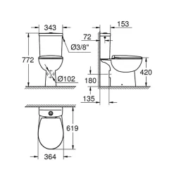 Wc À Poser|Grohe PACK WC avec bride à poser Bau Ceramic + Tabouret physiologique Bois