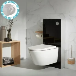 Planète Bain Pack wc avec cuvette lavante - Façade en verre noir-Wc japonais