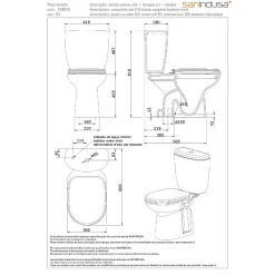 Sanindusa Pack WC Aveiro évacuation par dessous alimentation chasse d'eau par le côté blanc