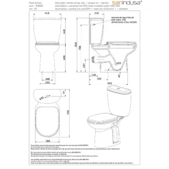 Sanindusa Pack WC Aveiro évacuation arrière alimentation chasse d'eau par le côté blanc