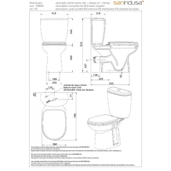 Wc À Poser|Sanindusa Pack WC Aveiro évacuation arrière alimentation chasse d'eau par dessous blanc