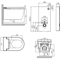 Planète Bain Pack WC Bati support mural avec cuvette lavante - Façade blanche -Wc japonais - Tesa
