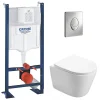Swiss Aqua Technologies Pack WC Bâti autoportant + WC Infinitio sans bride + Plaque chrome