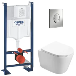 Swiss Aqua Technologies Pack WC Bâti autoportant + WC Infinitio sans bride + Plaque chrome