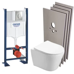 Swiss Aqua Technologies Pack WC Bâti autoportant + WC Infinitio sans bride + Plaque + Set habillage