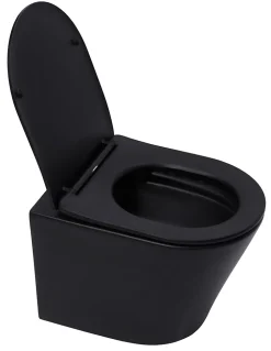 Wc Suspendu|Swiss Aqua Technologies Pack WC Bâti-autoportant Rapid SL + WC Infinitio sans bride noir mat + Abattant softclose + Plaque chrome