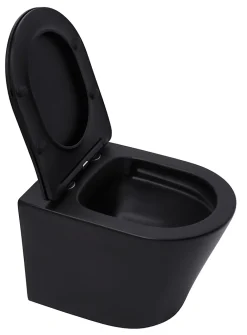 Wc Suspendu|Swiss Aqua Technologies Pack WC Bâti-autoportant Rapid SL + WC Infinitio sans bride noir mat + Abattant softclose + Plaque chrome