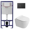 Wc Suspendu|Swiss Aqua Technologies Pack WC bâti-support + WC sans bride Ceramia PixL avec abattant SoftClose + plaque noir (STCEPXWT03-FR)