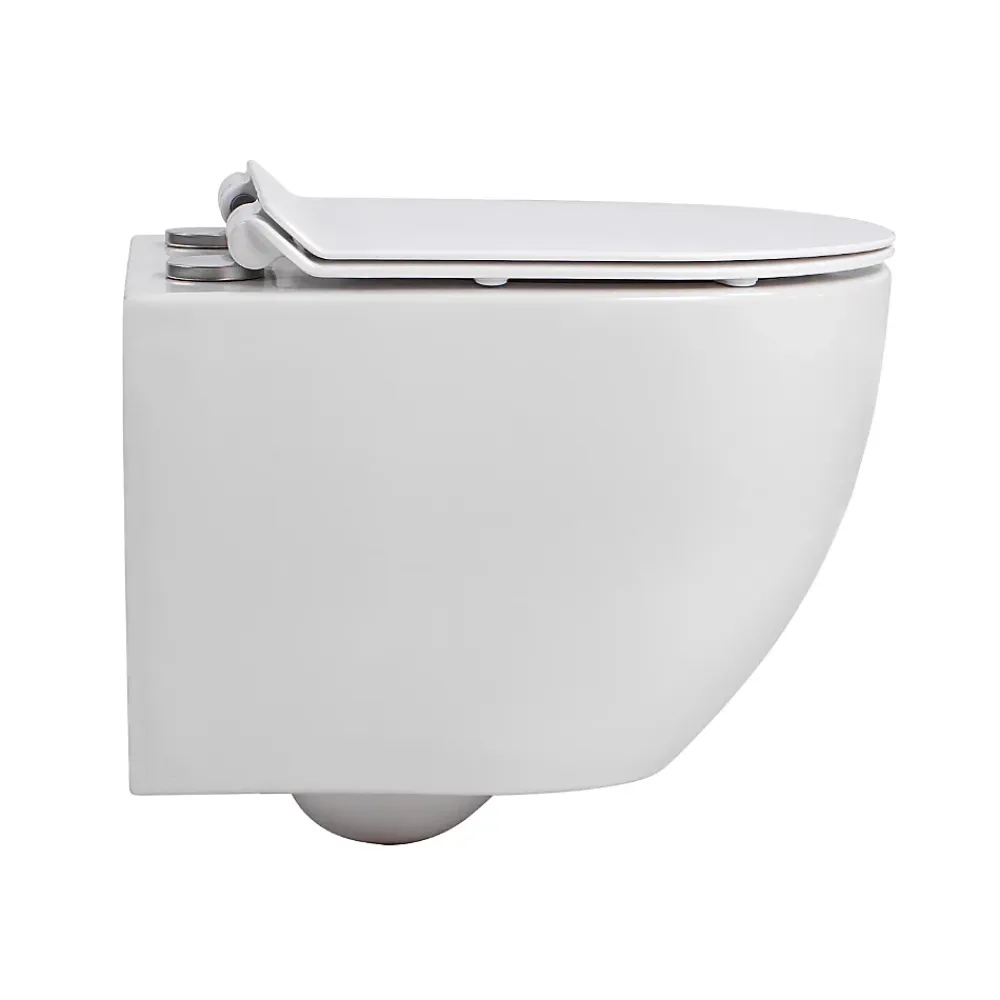 Wc Suspendu|Swiss Aqua Technologies Pack WC bâti-support + WC sans bride Ceramia PixL avec abattant SoftClose + plaque noir (STCEPXWT03-FR)