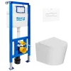 Roca Pack WC bâti-support + WC suspendu sans bride Ceramia avec abattant SoftClose + plaque (ROCE14WT04-FR)