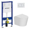 Wc Suspendu|Geberit Pack WC bâti-support Duofix UP100 + WC suspendu Ceramia Tornado Rimless + abattant SoftClose + plaque blanche (CETORGEB1)