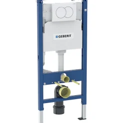 Geberit Pack WC bâti-support Duofix 112cm + WC suspendu Ceramia Tornado Rimless + abattant SoftClose + plaque blanche (CETORGEB3)