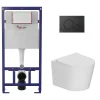 Wc Suspendu|Swiss Aqua Technologies Pack WC bâti-support léger 112 cm ECO 2L + WC suspendu Ceramia + plaque noir mat (STECE14WT02-FR)